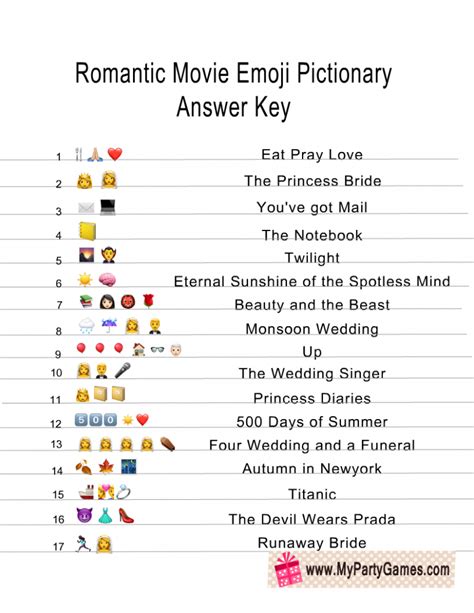 Romantic Movie Quiz Questions And Answers Printable